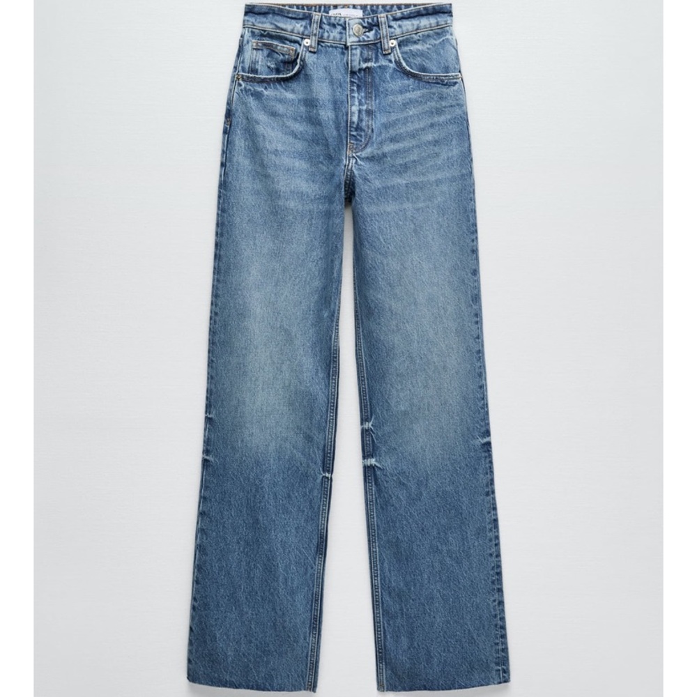 Zara Wide Leg High Rise Full Length Jeans